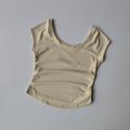 thumbnail image 3 of Camiseta deportiva ajustada con cuello redondo grande para mujer, traje de Yoga desnudo fino de manga corta para entrenamiento de carrera y Yoga, 3 of 6