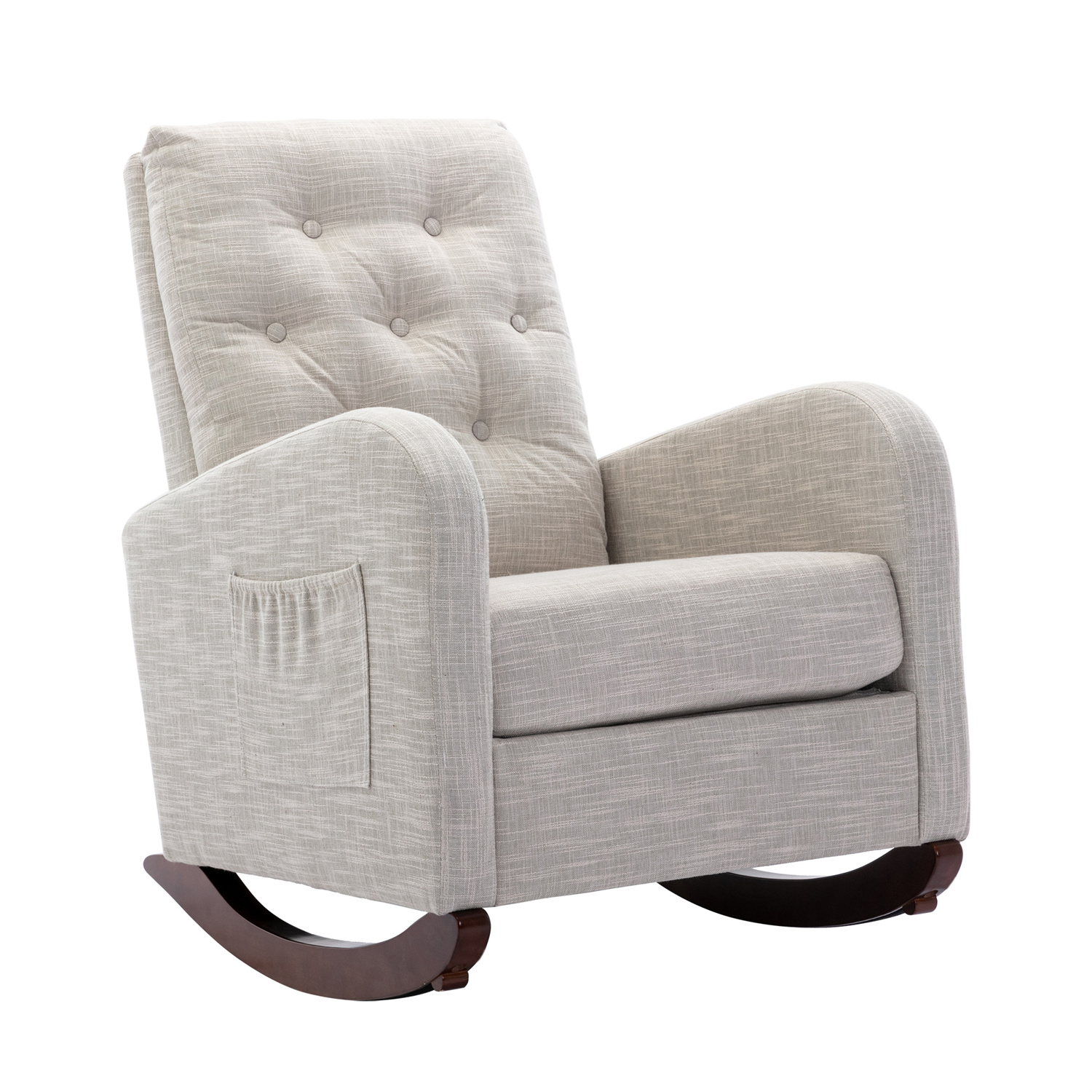 Rocking Chair for Nursery, Modern Upholstered High Back Living Room Armchair with Fabric Padded