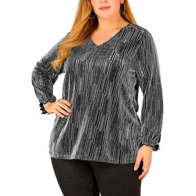 Top de fiesde talgrande pamujer Disco Metallic Sparkle Sequin Tops Pla3XL