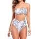 thumbnail image 1 of Bikini Bandeau para Mujer, Trajes de baño de Dos Piezas de Cintura Alta Gris M Gris M Xishao ropa, 1 of 2