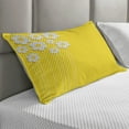 thumbnail image 2 of Yellow Quilted Pillowcover, Spring Flowers Daisy Pattern on Clean Background Blossom Meadow Scenic Art Print, Standard King Size Accent Pillow Cover for Bedroom, 36" x 20", Yellow White, by Ambesonne, 2 of 2