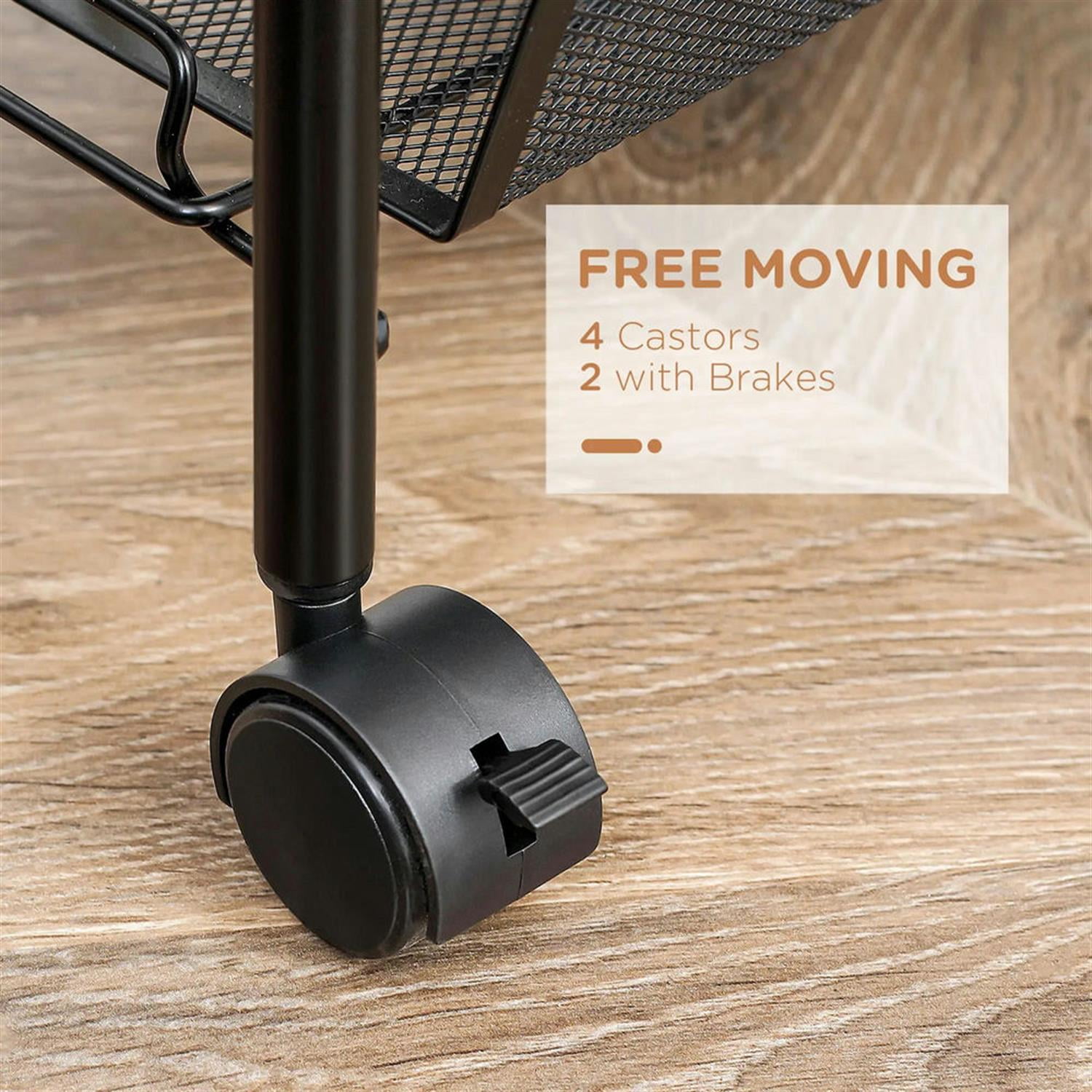 Demi Bonn 5 Tier Kitchen Island Cart on Wheels, Rolling Dining Room Serving Utility Carts Mobile Movable with Removable Mesh Baskets for Dining Room, Black