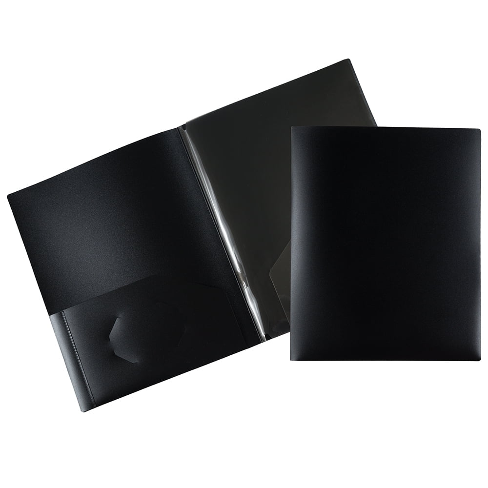 JAM Paper Heavy Duty Plastic Multi Pocket Folders, 4 Pocket Organizer, Black, Bulk 72/Pack