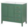 thumbnail image 3 of Christopher Knight Home 36" Bathroom Vanity with Sink, Wood Storage Cabinet with Soft-Closing Door, Green, 3 of 13