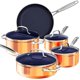 thumbnail image 1 of Nuwave Juego de utensilios de cocina de 9 piezas con revestimiento antiadherente de cerámica azul Duralon saludable, resistente a los arañazos con infusión de diamante, sin PFAS, apto para horno, list, 1 of 5