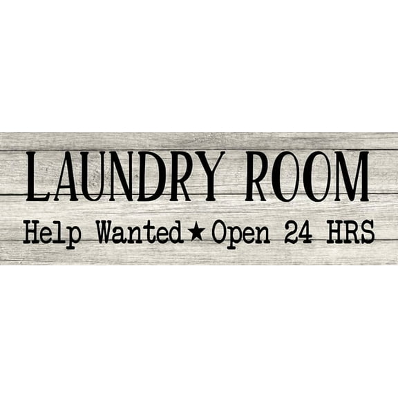 Laundry Room Help Wanted Chic White Farmhouse Wood Sign Wall Décor Gift 8x24 Wood Sign B3-08240028187
