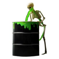 Halloween Decorations Vomiting Skeleton With Black Light Bucket Scary And