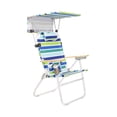 thumbnail image 4 of Heavy Duty Tall Beach Chair with Canopy Shade for Adults, 17" High Off Ground, 4-Position Reclining, Insulated Cooler & Storage Pouch, Bamboo-Finish Arms, 300 lb Capacity, 4 of 9
