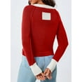 thumbnail image 4 of Women's Cropped Cardigan Sweaters with Button Down Open Front Long Sleeve Fall Trendy Color Block Knit Coats, 4 of 6