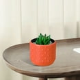 thumbnail image 3 of Hiroekza Succulent Planter Pots Plastic Imitation Glazed Vase for Flower Arrangement, Home & Office Decoration, 3.82x3.35x2.99inch Orange, 3 of 6