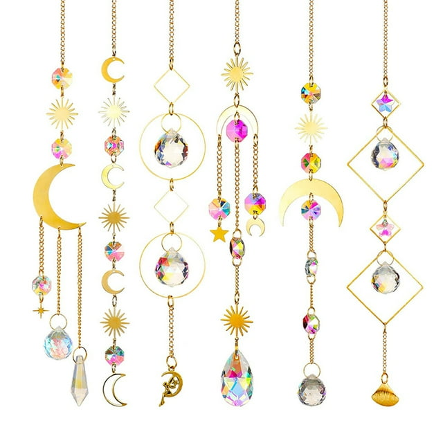 Rainbow Sun Catcher For Home Garden, Perfect Gift Idea Crystal Prisms Suncatcher Window Hanging, Easy Installation No Tools Required (Set Of 6)