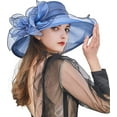 thumbnail image 3 of Women Large Flower Tea Party Fascinator Hat Church Cocktail Easter British Organza Dress Hat Cap Headpieces, 3 of 6