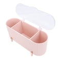 thumbnail image 4 of Dispensador De Soporte Qtip, Tapa Transparente, Soporte Para Bolas De Algodón, Multifuncional, Antipolvo, Elegante, Acanalado, Rosa, Rectangular, Para Baño, Hisopo De Algodón,, 4 of 7