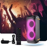 Pyle Compact Bluetooth PA Party Speaker System – 160W Portable Karaoke Machine with Built-in Battery, TWS, Mic Priority, USB/SD/BT/FM, Flashing LED Lights, Dual 6.5 Speakers, 11.6 x 11.6 x 25.2