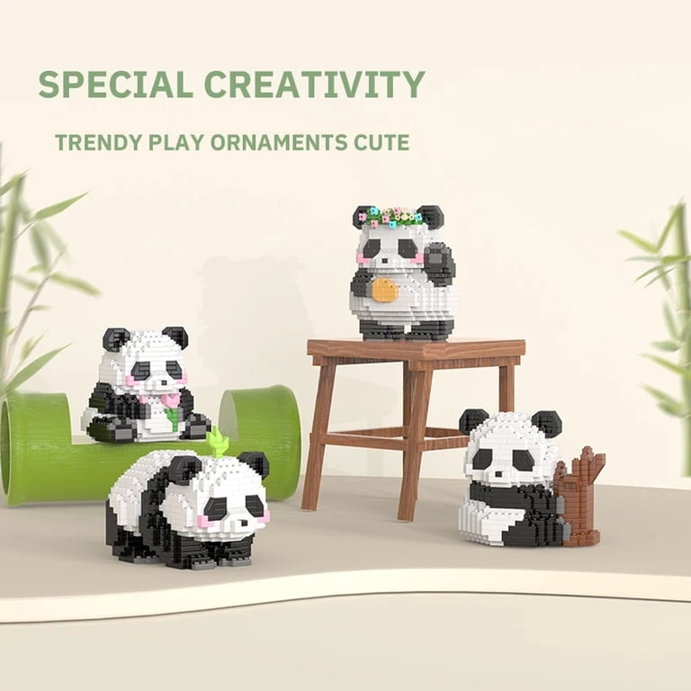Cute Panda Mini Building Blocks Set, DIY Assembly Animal Model ...