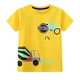 thumbnail image 4 of HILEELANG Little Boys' Short Sleeve Tees Cotton Casual Shark Spaceship Graphic Crewneck Summer Top T-Shirts Yellow Blue 3 Packs Sets 6Years, 4 of 5