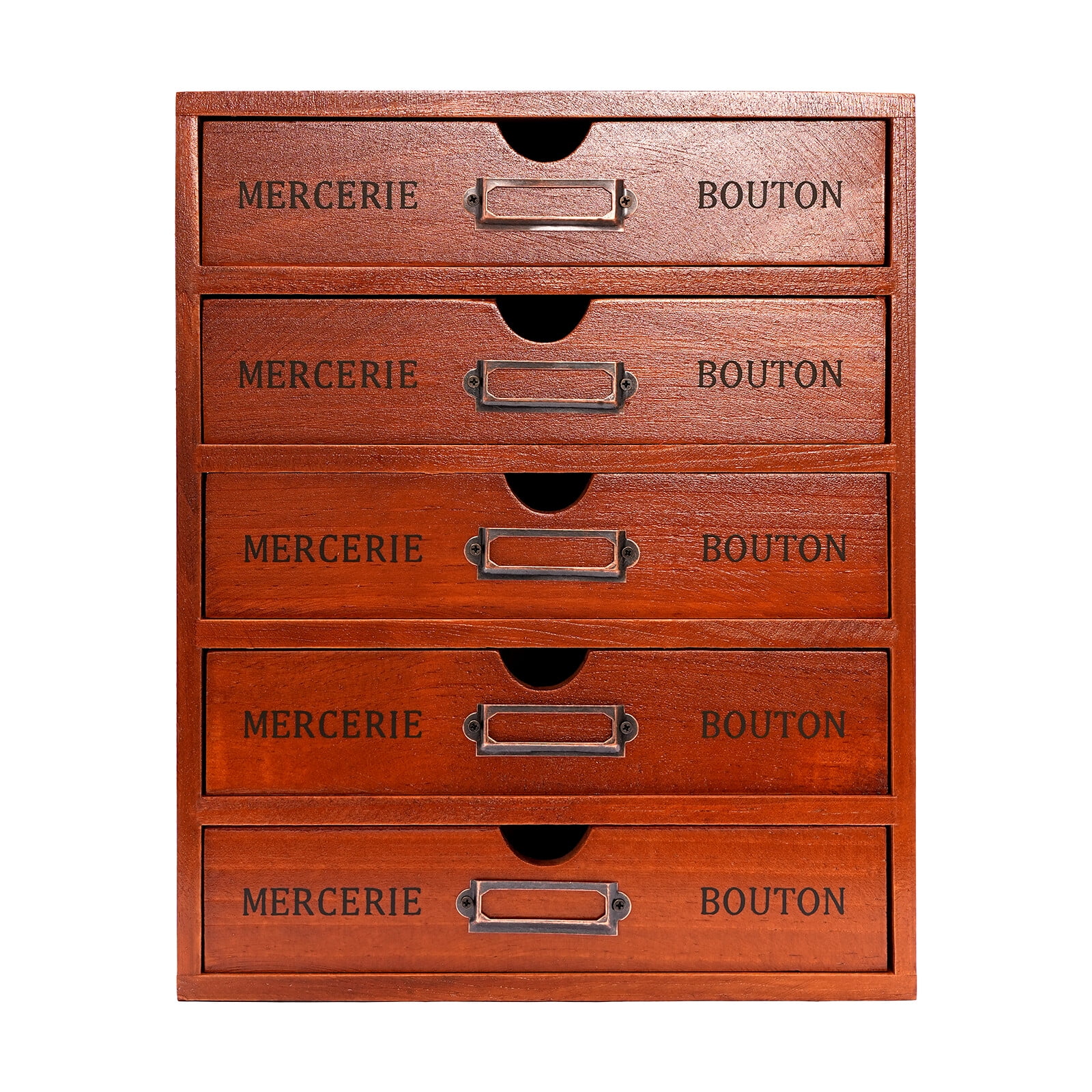 ToppiJoy 5-Drawer Wooden Desk Organizer, Storage Drawers, Vintage Shelf Drawer, for Cosmetics, Hair Care, Bathroom, Dorm, Desk, Office