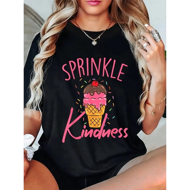 Playera Divertida de Mujer 100% Algodón "Sprinkle Kindness" con Diseño de Helado