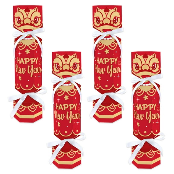 Big Dot of Happiness Lunar New Year - No Snap Party Table Favors - DIY Cracker Boxes - Set of 12