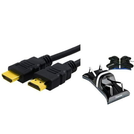 Insten For PS3 - Controller Dual Charging Dock Station Cradle + HDMI Cable (2-in-1 Accessory Bundle)