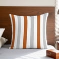 thumbnail image 4 of Burnt Orange Grey Stripe Pillow Covers 16x16 Inch, Modern Farmhouse Vertical Striped Linen Pillowcase with Invisible Zipper, Decorative Throw Pillow Covers Cushion Case for Couch Sofa Bed Living Room, 4 of 9