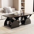 thumbnail image 2 of Modern Rectangular Coffee Table with 6 Storage Shelves - Black Engineered Wood, 2 of 10
