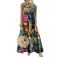 thumbnail image 1 of ZANZEA Femmes Sans Manches Imprimé Robe Longue Maxi Robe, 1 of 8