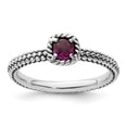 thumbnail image 4 of Auriga Fine Jewelry 925 Sterling Silver Checker-cut Rhodolite Garnet Ring for Women Size 9, 4 of 6