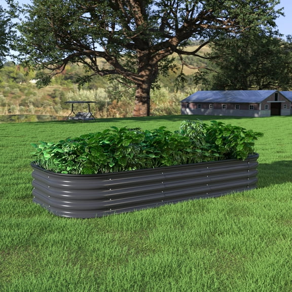 VEIKOUS Galvanized Raised Garden Bed, 6 x 3 x 1 FT Outdoor Garden Planter Box for Vegetables, Flowers, Herbs, Gray