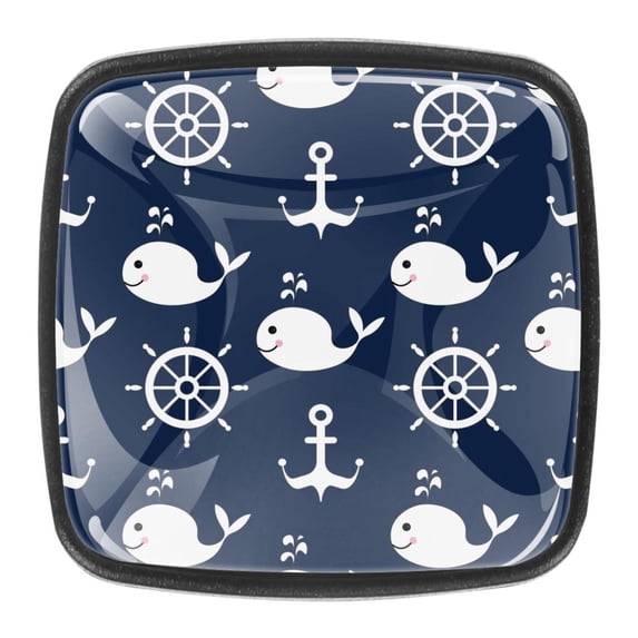 4 Pcs Square Cabinet Handle Cupboard Knob Drawer Pulls Handle Whale Drawer Knobs with Screws Furniture Decoration