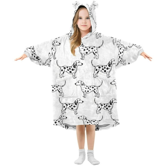joogoo Wearable Blanket Hoodie for Dalmatian Dogs Oversized Sherpa Hooded 3-14 YR M