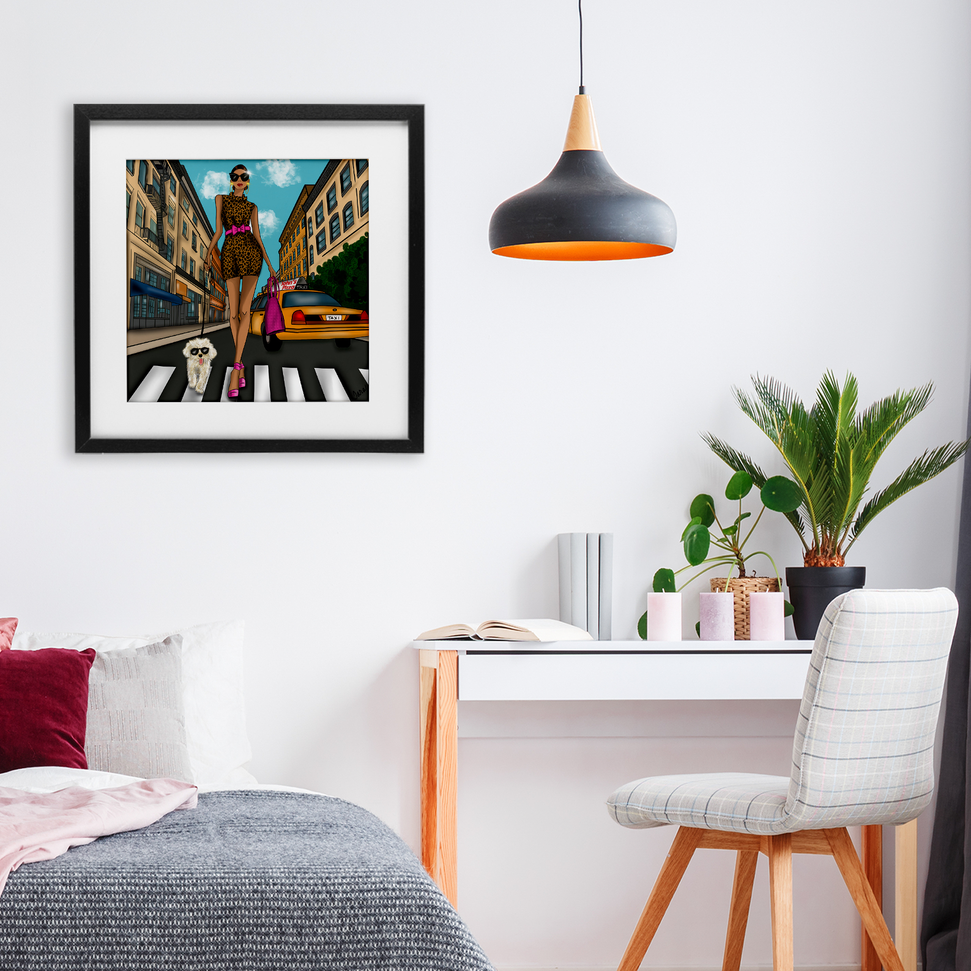Stupell Industries Fashion Girl in Big City Black Framed Print Under Glass, design by Tara Boone