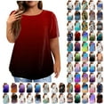 thumbnail image 6 of IYYVV Plus Size Oversized Tshirt Summer Short Sleeve Tops To Hide Belly For Women Round Neck Womens Shirts Tie Dye Graphic Tunic Tops Casual Sweatshirt Spring Clothes Ginger L, 6 of 7