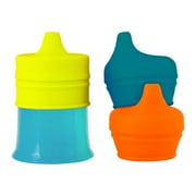 Boon Snug Silicone Sippy Cup Spout Lids And Sippy Cup, Blue, Orange And Green, 4 Pk