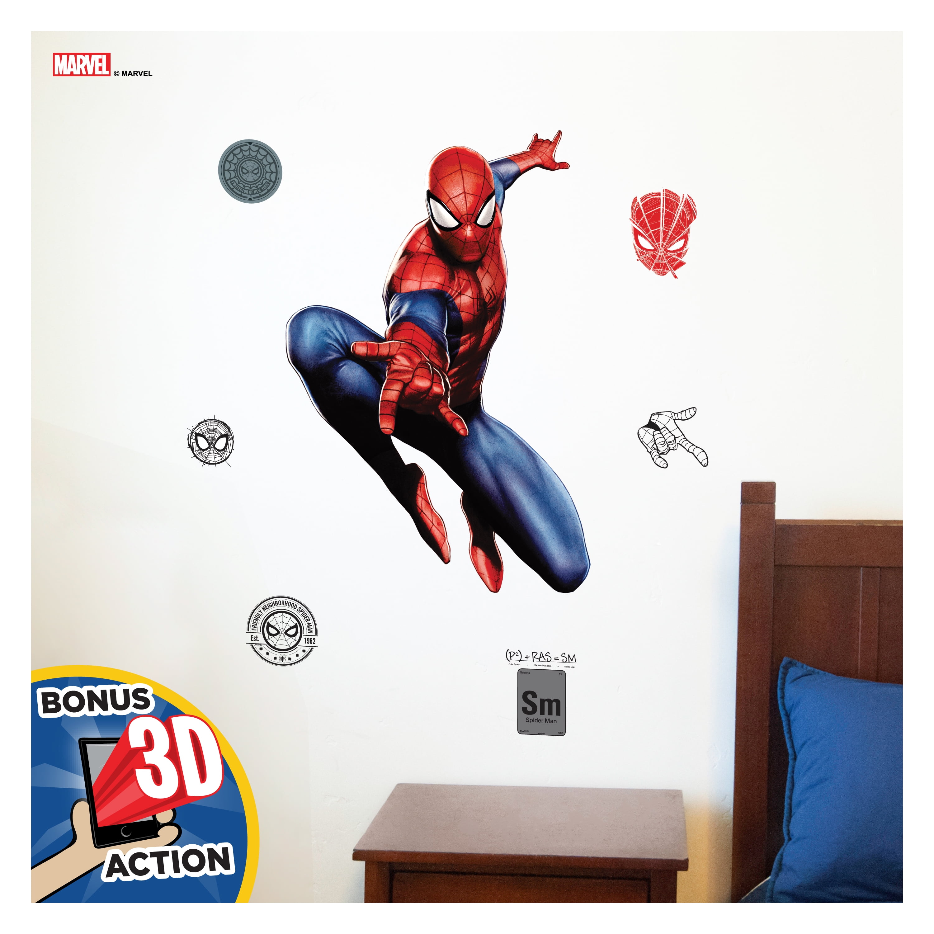 Marvel SpiderMan Wall Decal SpiderMan Wall Decals with 3D Augmented