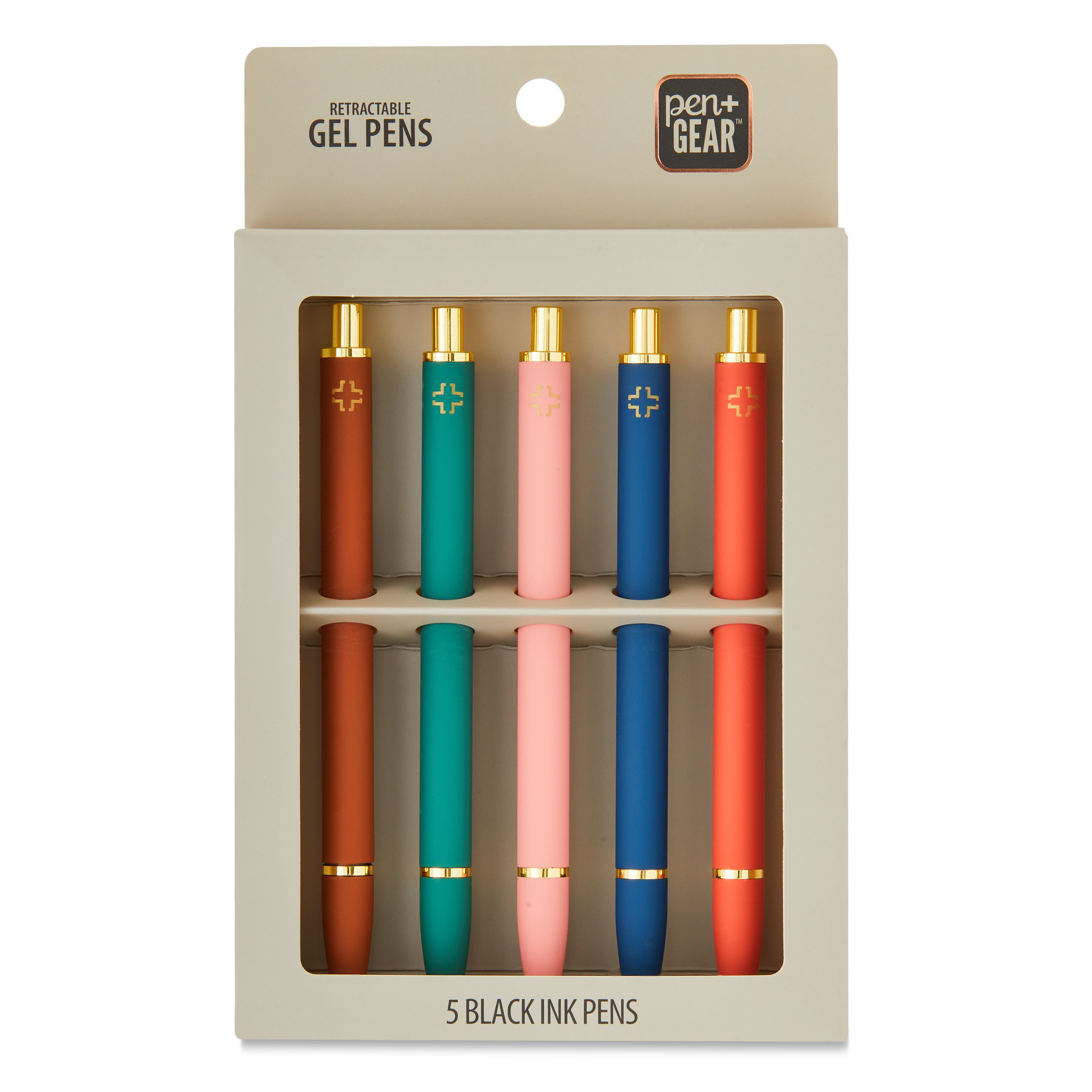 Pen+Gear Retractable Gel Pens, Medium Point, 0.7 mm, Black Ink, 5 Count