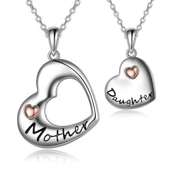 Father Daughter Mother Daughter Necklace Sterling Silver Mothers Day Birthday Jewelry Gifts for Women Mom Daughter Daddy Wife