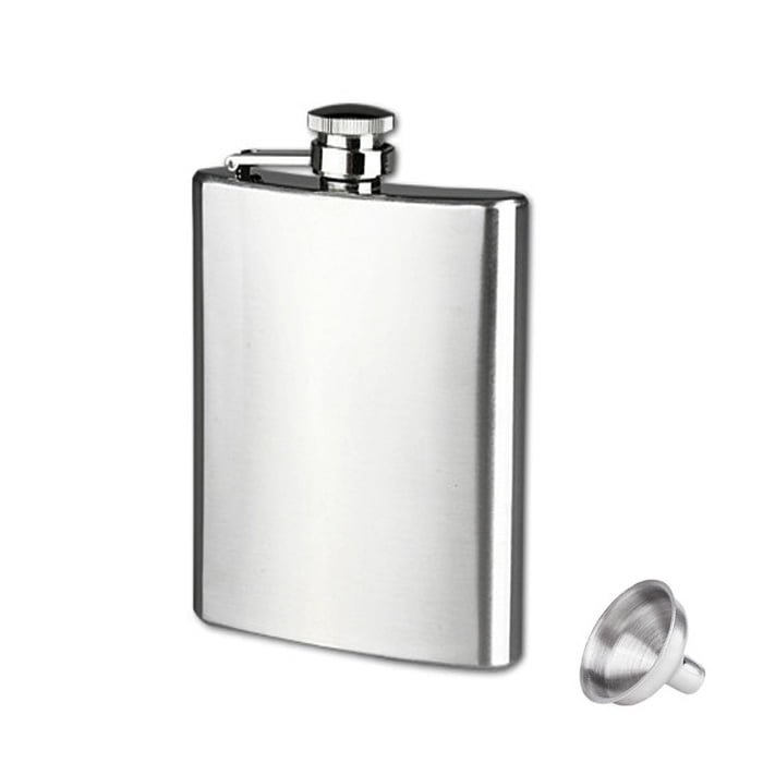 8 oz Liquor Whisky Stainless Steel Pocket Hip Flask Screw Cap with Funnel 