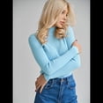 thumbnail image 4 of Suéter de Cuello Alto Acanalado para Mujer, Larga, Blusa Térmica de Peso Medio Azul un Tamaño, 4 of 10