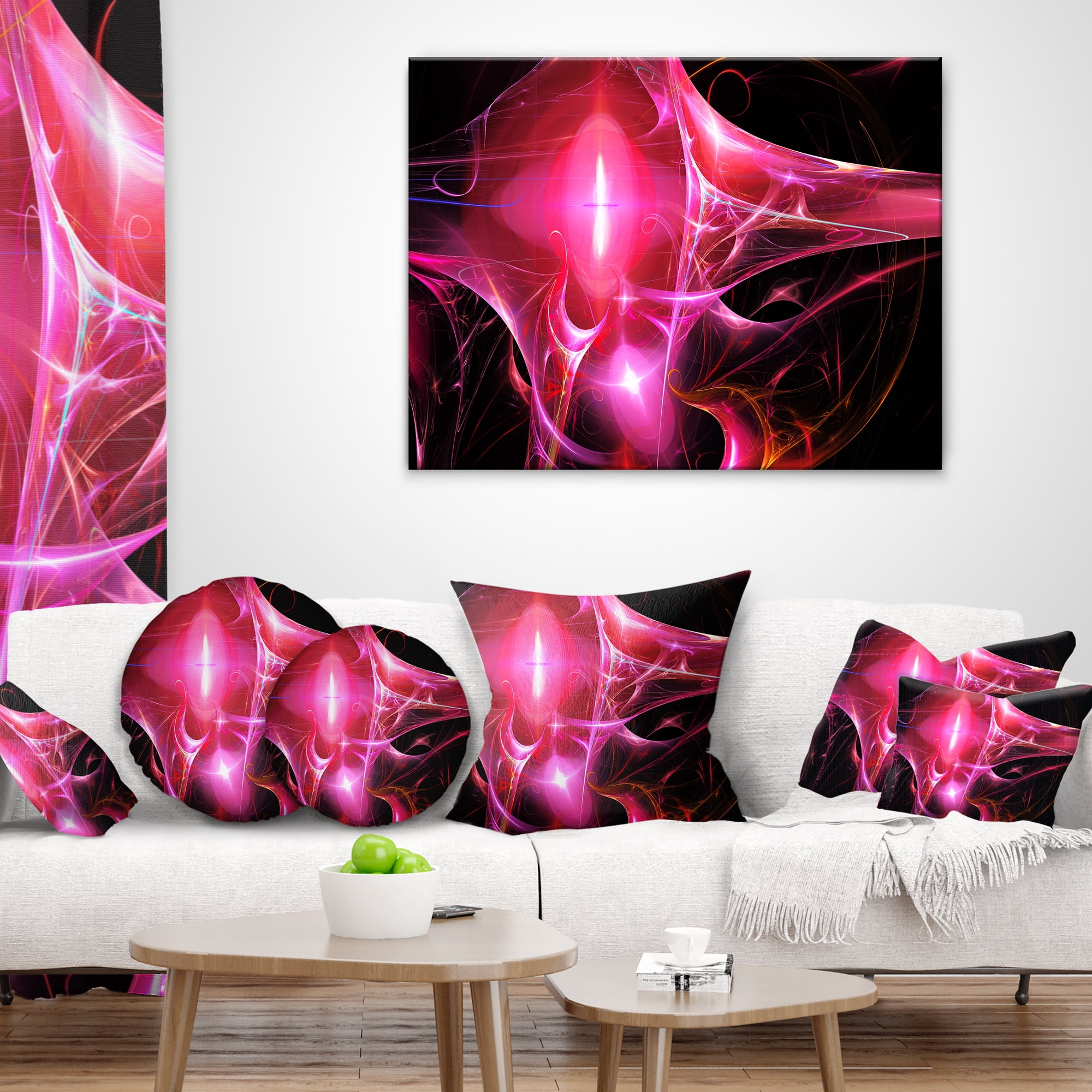 Designart Red Bright Candle - Abstract Throw Pillow - 12x20