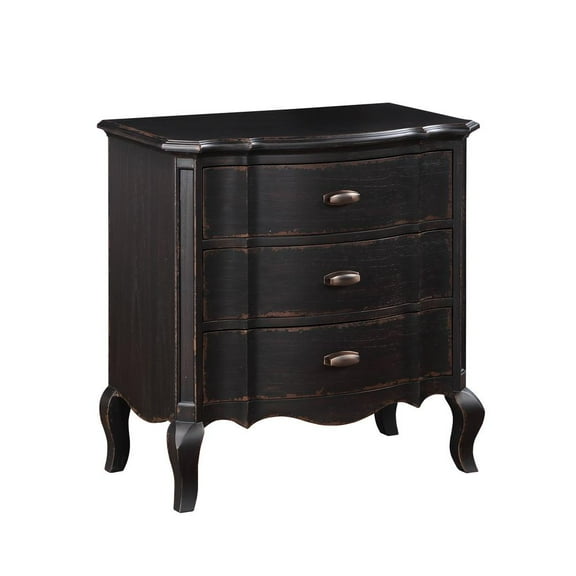 ACME Chelmsford 3-Drawer Contemporary Wood Nightstand in Antique Black