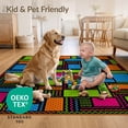thumbnail image 4 of ODIKA 5'x7' Ultra-Soft Area Rug, Memphis 80S Abstract Grid Block Retro Interlocking Squiggle Funky Flowing None Washable, Bare feet friendly, Silk-Touch for Bedroom Home office, 4 of 7
