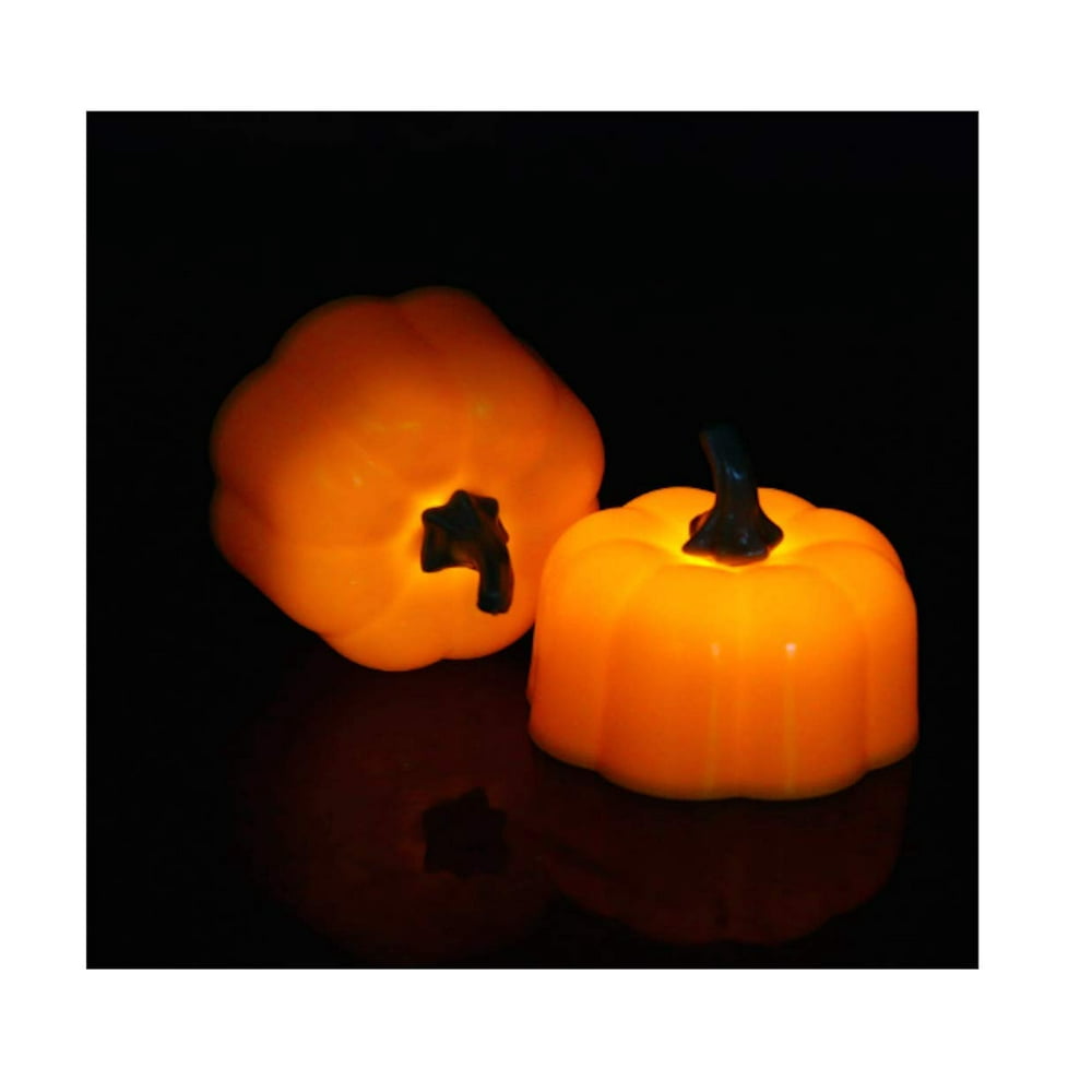 12 Packs, Battery Powered Led Pumpkin Tea Light, Flameless Candle for