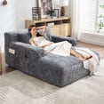 thumbnail image 5 of Chaise Lounge Chair Indoor, Oversized Boneless Sleeper Sofa Bed with 3 Pillows and Storage Pockets,Comfy Chenille Cloud Couch,Modern Deep Seat Reading Chair for Living Room, 5 of 7