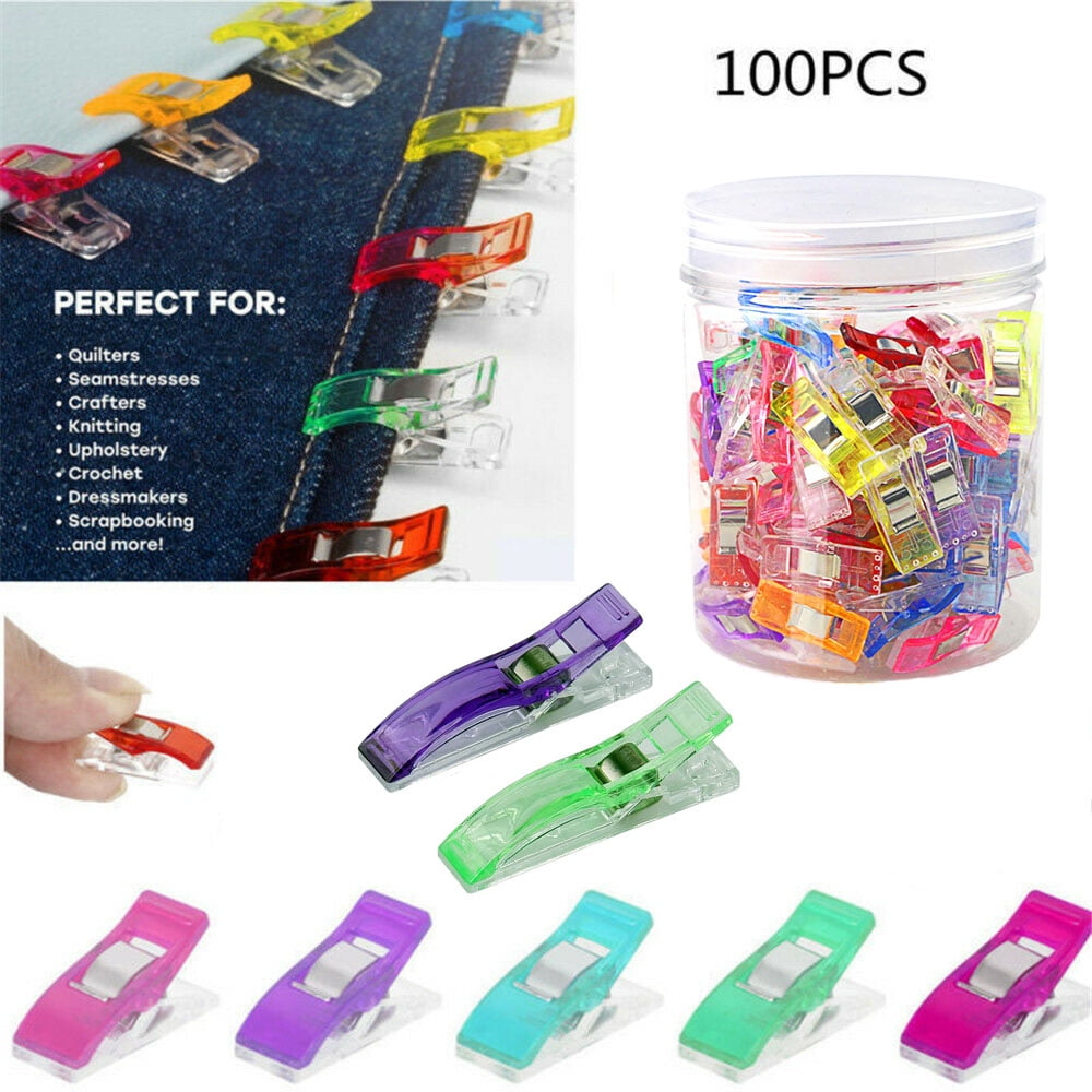 3,3 x 1,8 cm Box mittlere Größe Plastikclips Multicolor Sewing Clips Quilten Binding Clips für Crafting lujiaoshout 100Pcs Häkeln und Stricken
