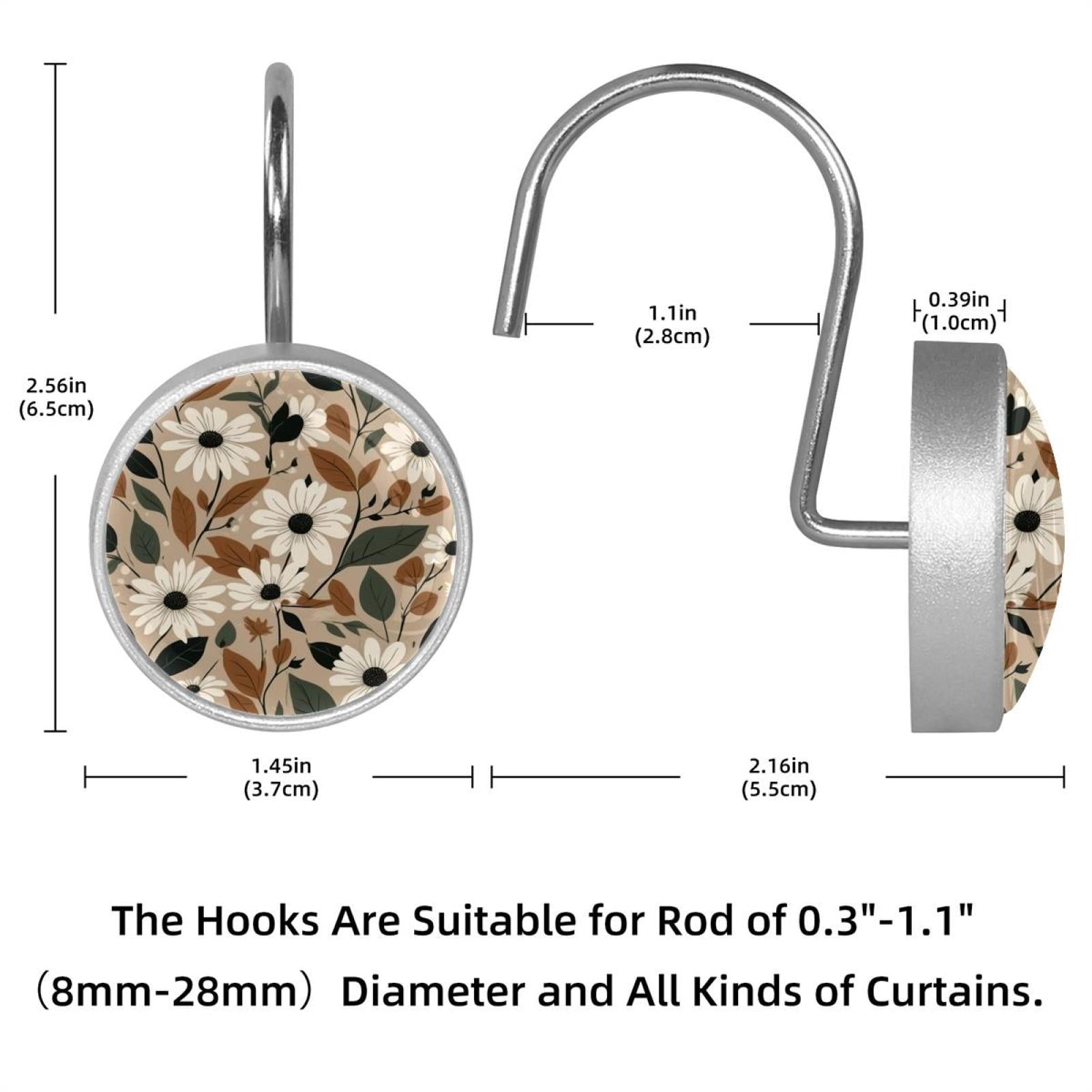 HemaKayy 12 Pcs Shower Curtain Hooks Bathroom Decorative Accessories Contrast Colored Flower Clusters