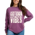 thumbnail image 2 of Autumn Vibes Block Distressed - Women's Garment Dyed Long Sleeve Graphic T-Shirt, 2 of 10