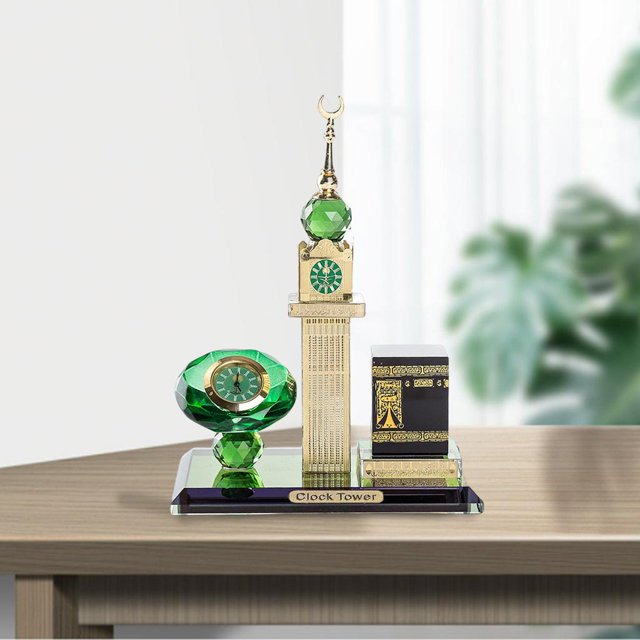 Modelo de Artesanía musulmana BLESIY reloj en miniatura Estatua arquitectura de cristal 125x85x17cm