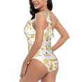 thumbnail image 4 of Cauagu Farm Bee Cute Honey Print Women's Sexy One Piece Swimsuits One Shoulder Ruffle Tummy Control Bathing Suit Slimming Swimwear-XX-Large, 4 of 6