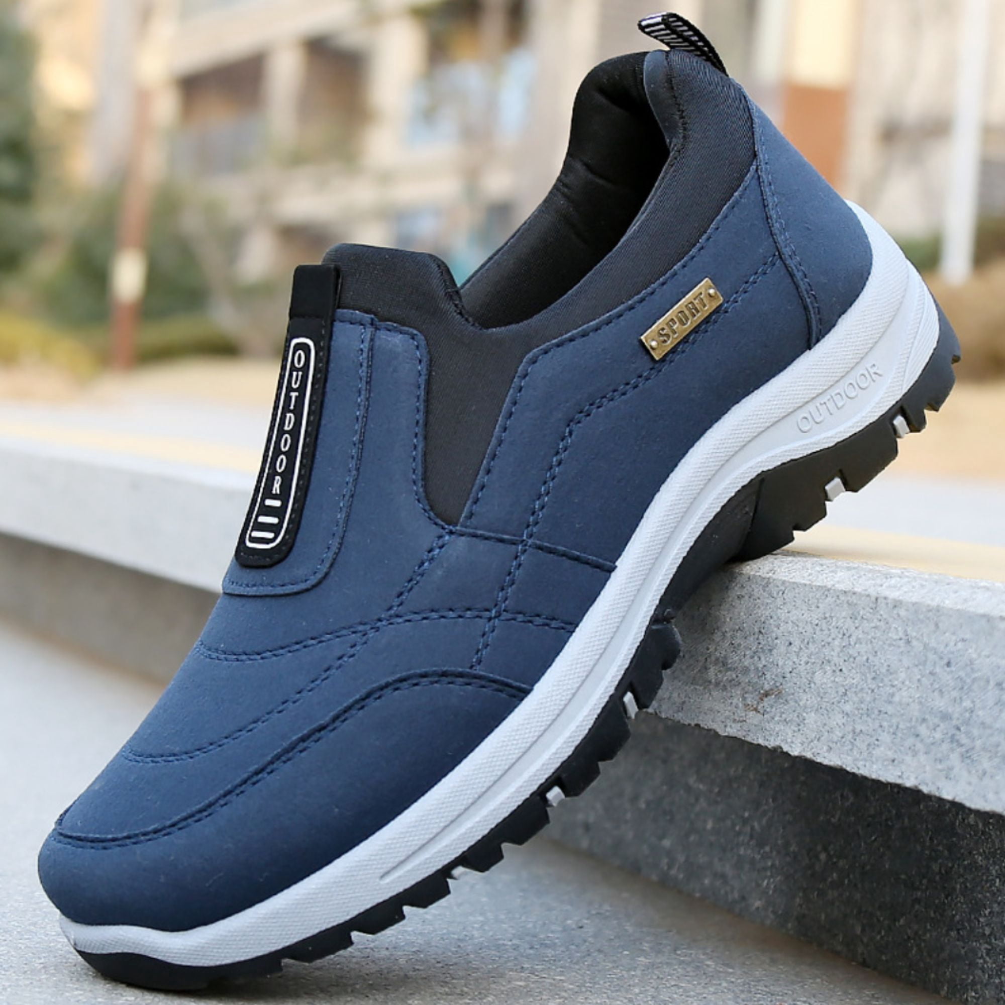 CHICVOMEY Orthopedic Shoes for Men Walking Sneakers with Arch Support Comfortable Slip On Waterproof Hiking Sneakers Outdoor Non Slip Casual Everyday Wear